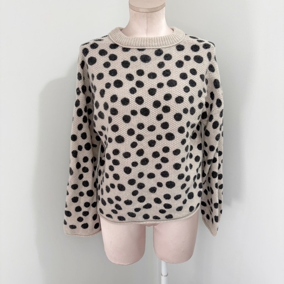 🌷SALE Madewell Leopard Dot Pullover Sweater Size Small Merino Wool Polkadot - Picture 2 of 16